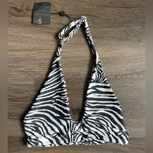 Skatie Zebra Halter Bikini Top